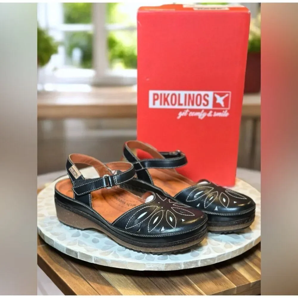 Pikolinos Granada W0W-1985 Black Leather Mary Jane Shoes Women’s EU 37 US 6.5